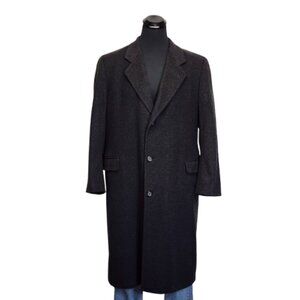 Vtg Mens 46 Overcoat Gray Italian Wool & Cashmere Made in Bulgaria Unbranded
